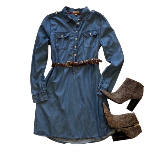 Per Se Anthropologie Shirt Dress Casual Business Minimalist Versatile Blue L - Picture 11 of 11